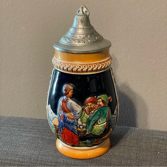 Vintage Gerz DBGM Lidded West German Beer Stein Frohbeim Bierseidel 6" - Picture 2 of 9